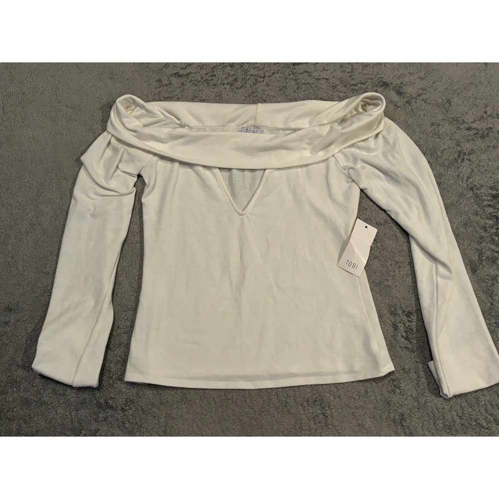 NWT Tobi Sweater Womens XL Off Shoulder Cream Knit Long Sleeve